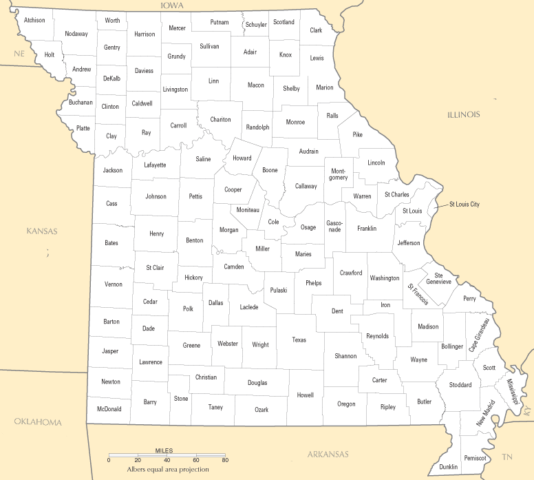 Missouri Counties Map Missouri Counties Map