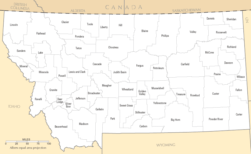 Montana Counties Map Montana Counties Map