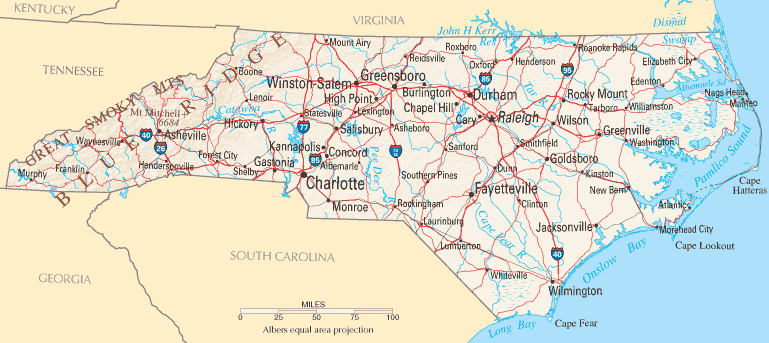 North Carolina Map North Carolina Map