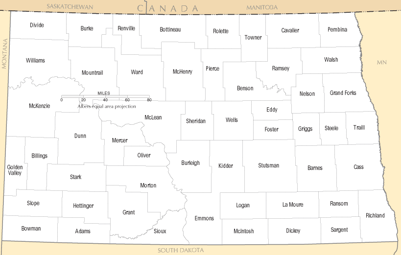 North Dakota Counties Map North Dakota Counties Map