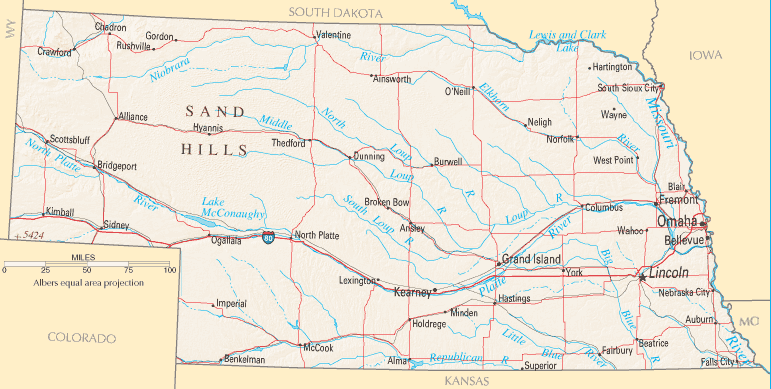 Nebraska Map Nebraska Map