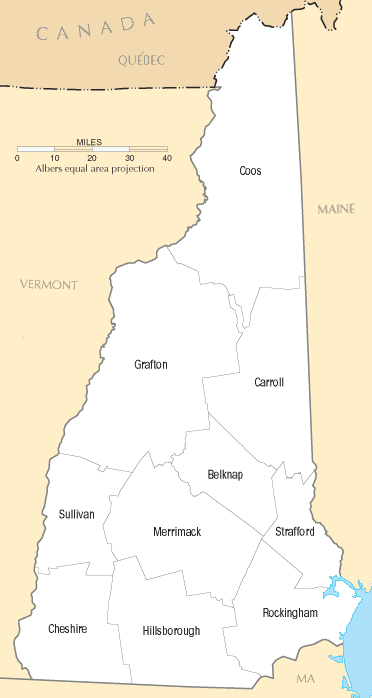 New Hampshire Counties Map New Hampshire Counties Map