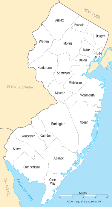 New Jersey Counties Map New Jersey Counties Map