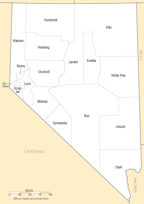 Nevada Counties Map Nevada Counties Map