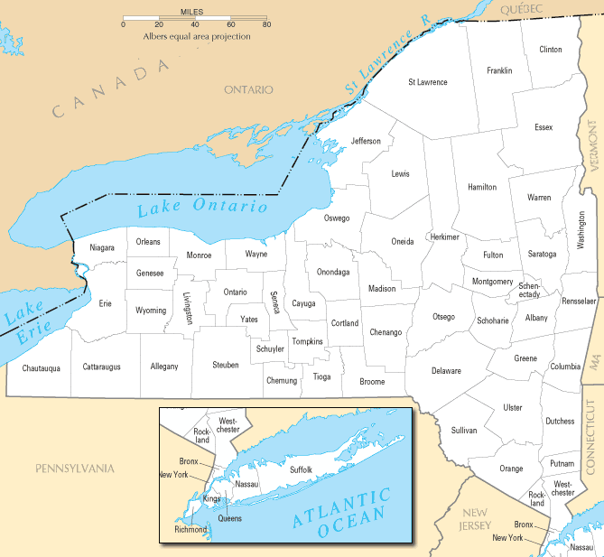 New York Counties Map New York Counties Map