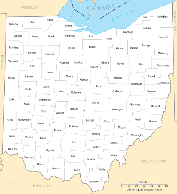 Ohio Counties Map Ohio Counties Map