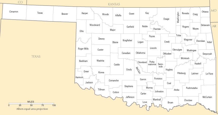 Oklahoma Counties Map Oklahoma Counties Map