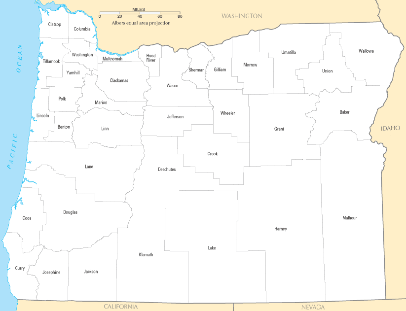 Oregon Counties Map Oregon Counties Map