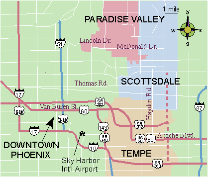Phoenix Metro Map, Arizona Phoenix Metro Map, Arizona