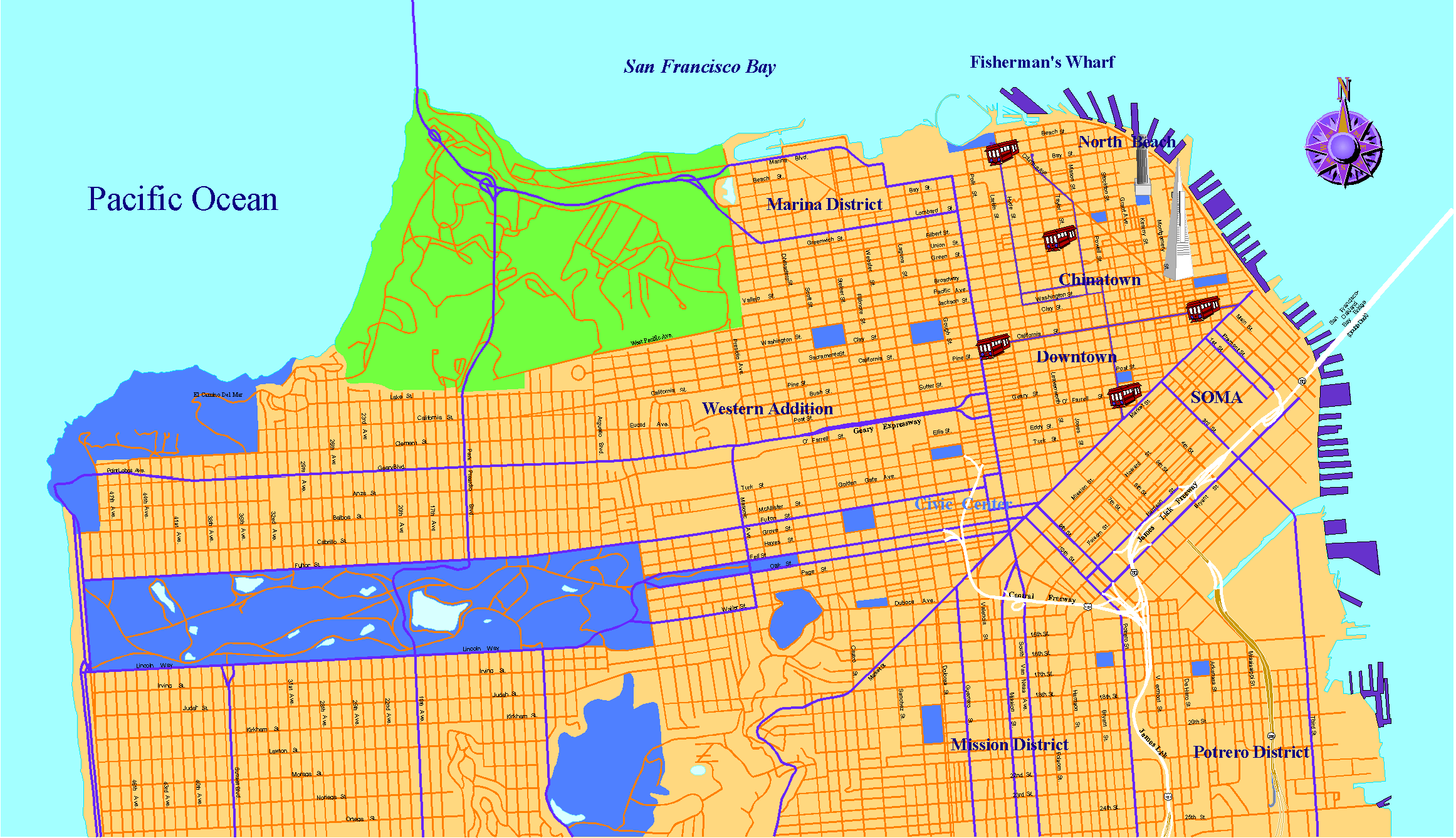 San Francisco Map, California San Francisco Map, California