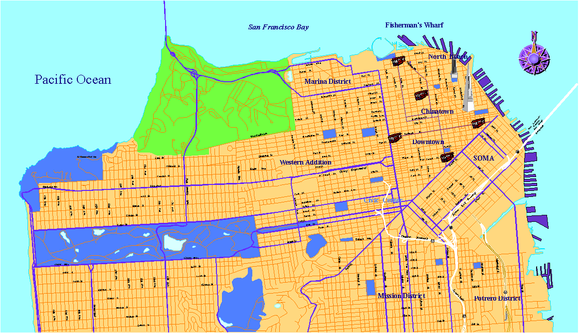 San Franscisco (large) Map, California San Franscisco (large) Map, California