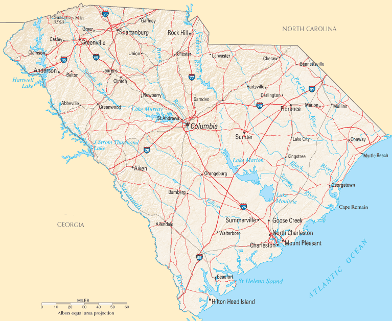 South Carolina Map South Carolina Map
