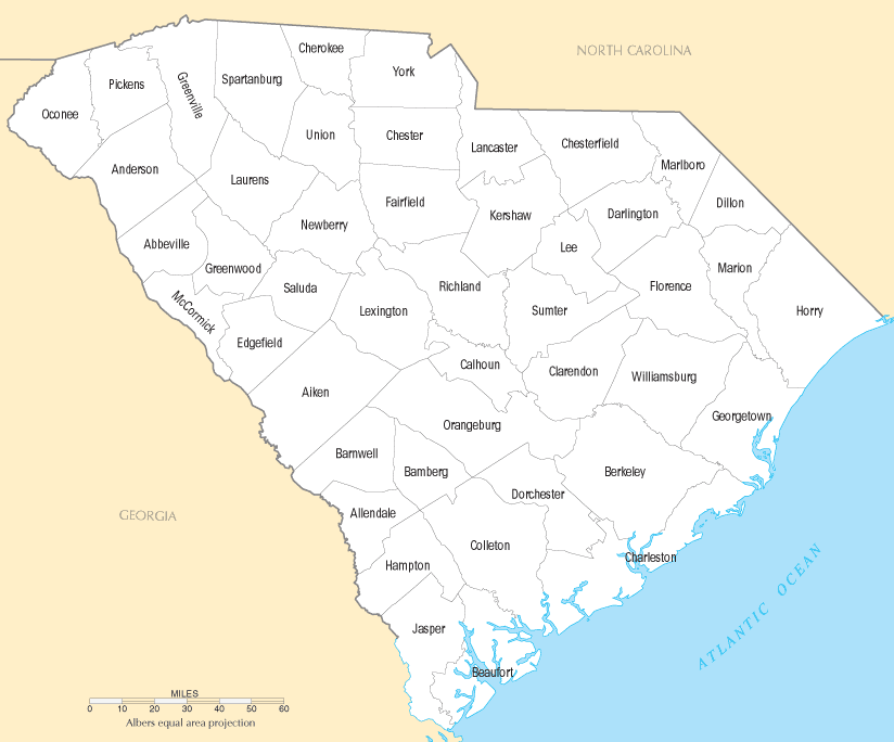 South Carolina Counties Map South Carolina Counties Map