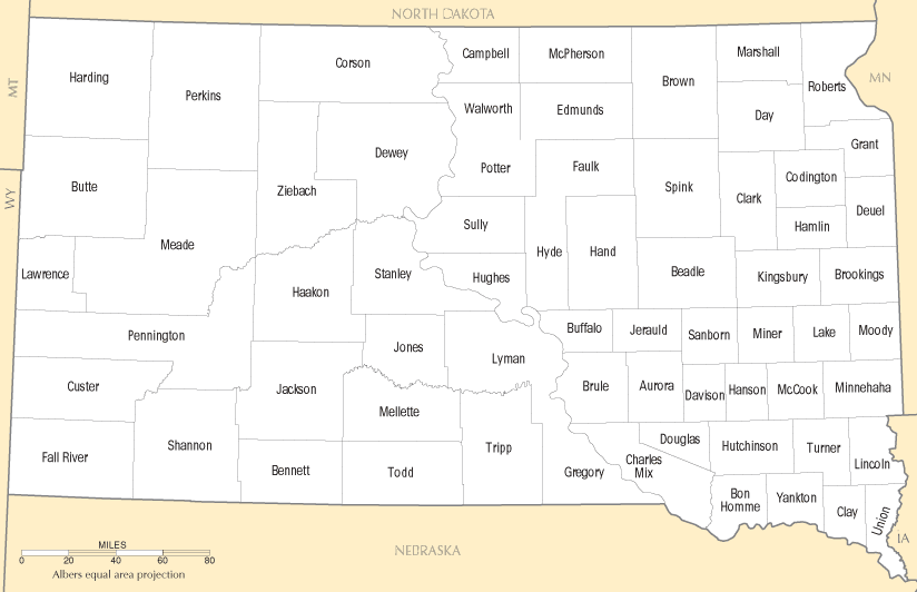 South Dakota Counties Map South Dakota Counties Map
