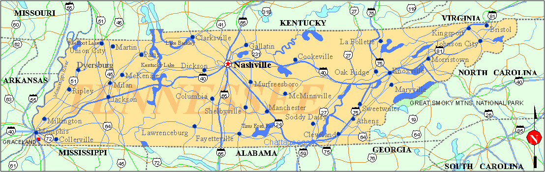 Tennessee Map Tennessee Map