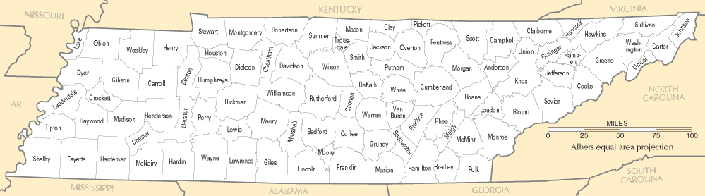 Tennessee Counties Map Tennessee Counties Map