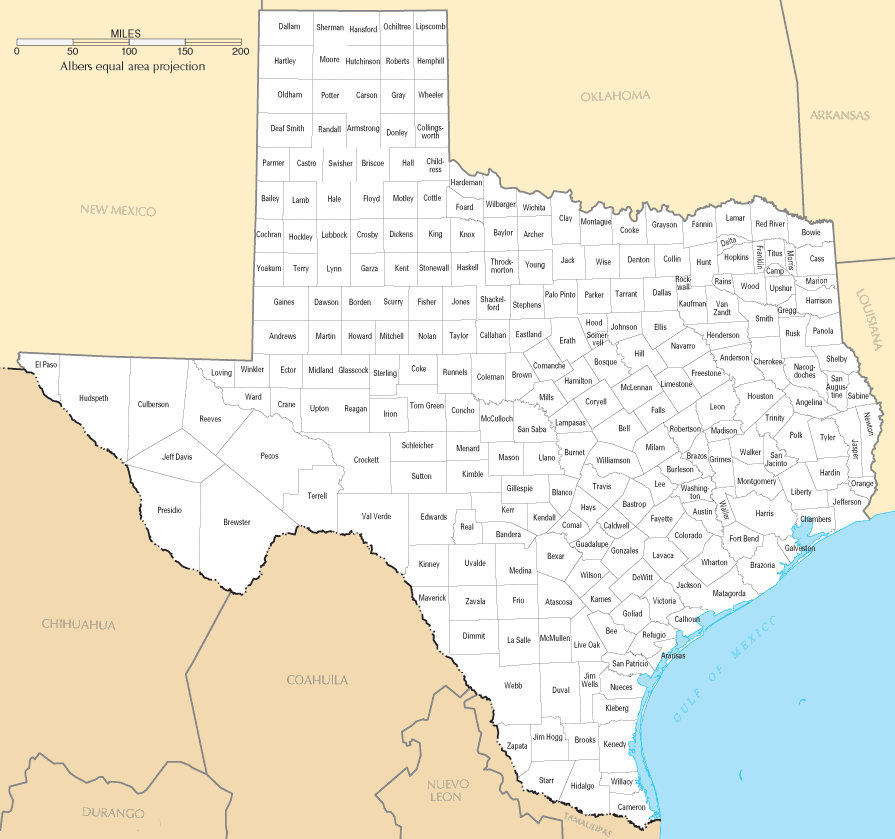 Texas Counties Map Texas Counties Map