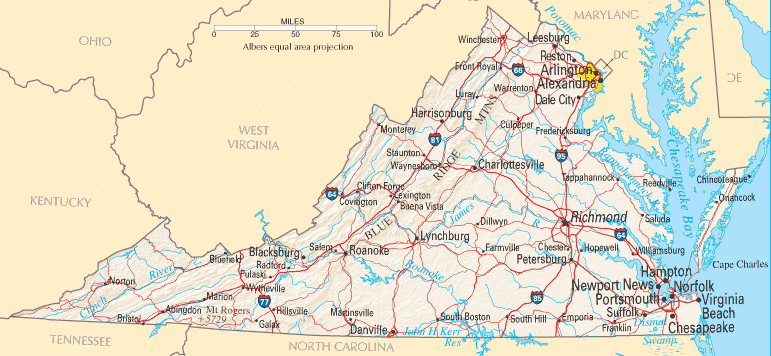 Virginia Map Virginia Map