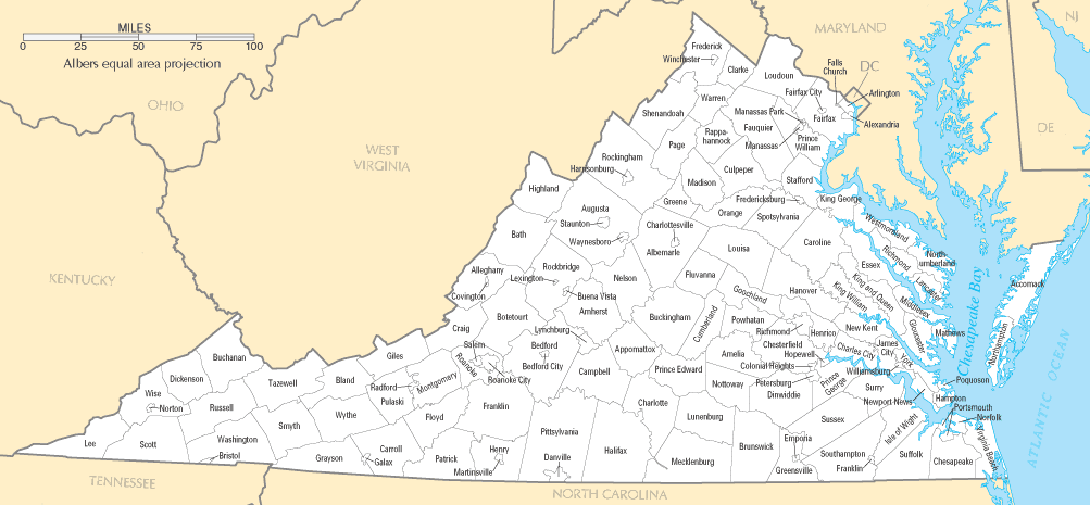 Virginia Counties Map Virginia Counties Map