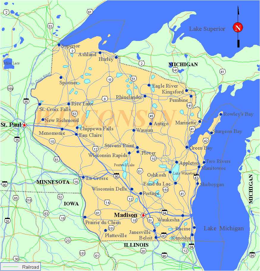 Wisconsin Map Wisconsin Map