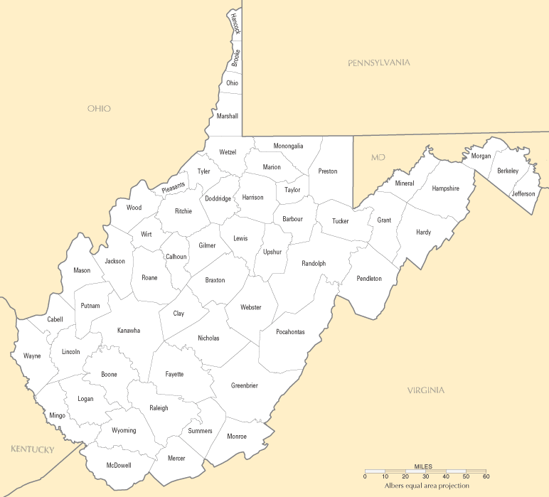 West Virginia Counties Map West Virginia Counties Map